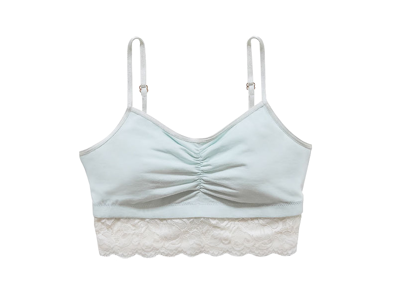 Astrid Jersey Bralette with Lace S, White / Mist