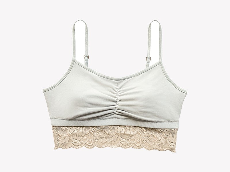Astrid Bralette with Lace, Champagne/Grey