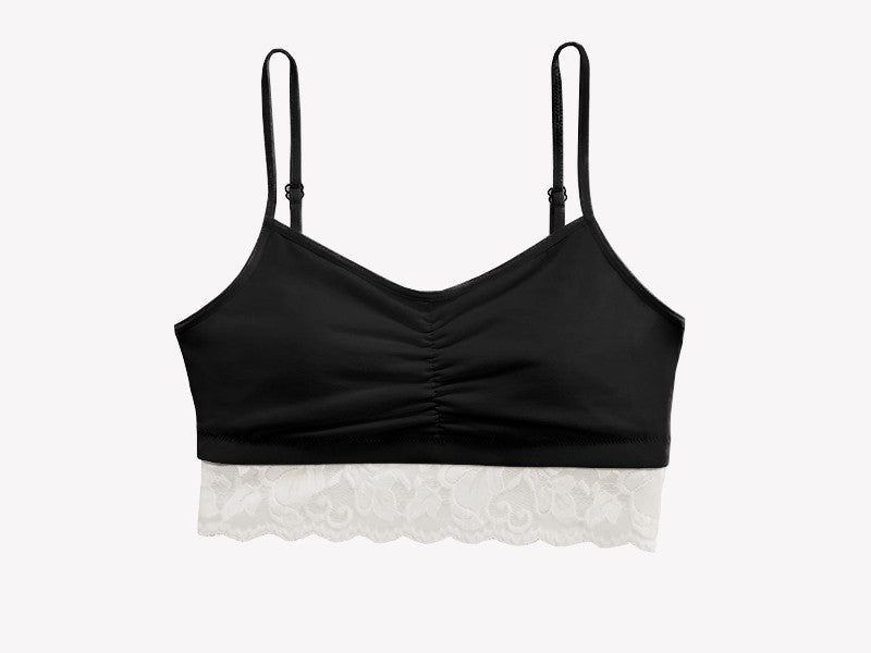 Astrid Bralette with Lace, White/Black