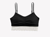 Astrid Bralette with Lace, White/Black