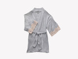 Calla Modal Kimono with Lace, Champagne / Heather Grey