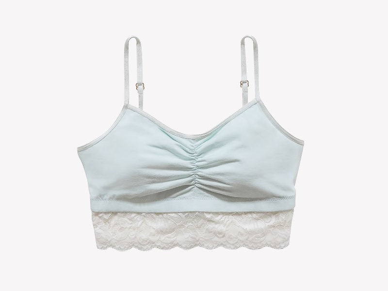 Astrid Bralette with Lace, White/Mist