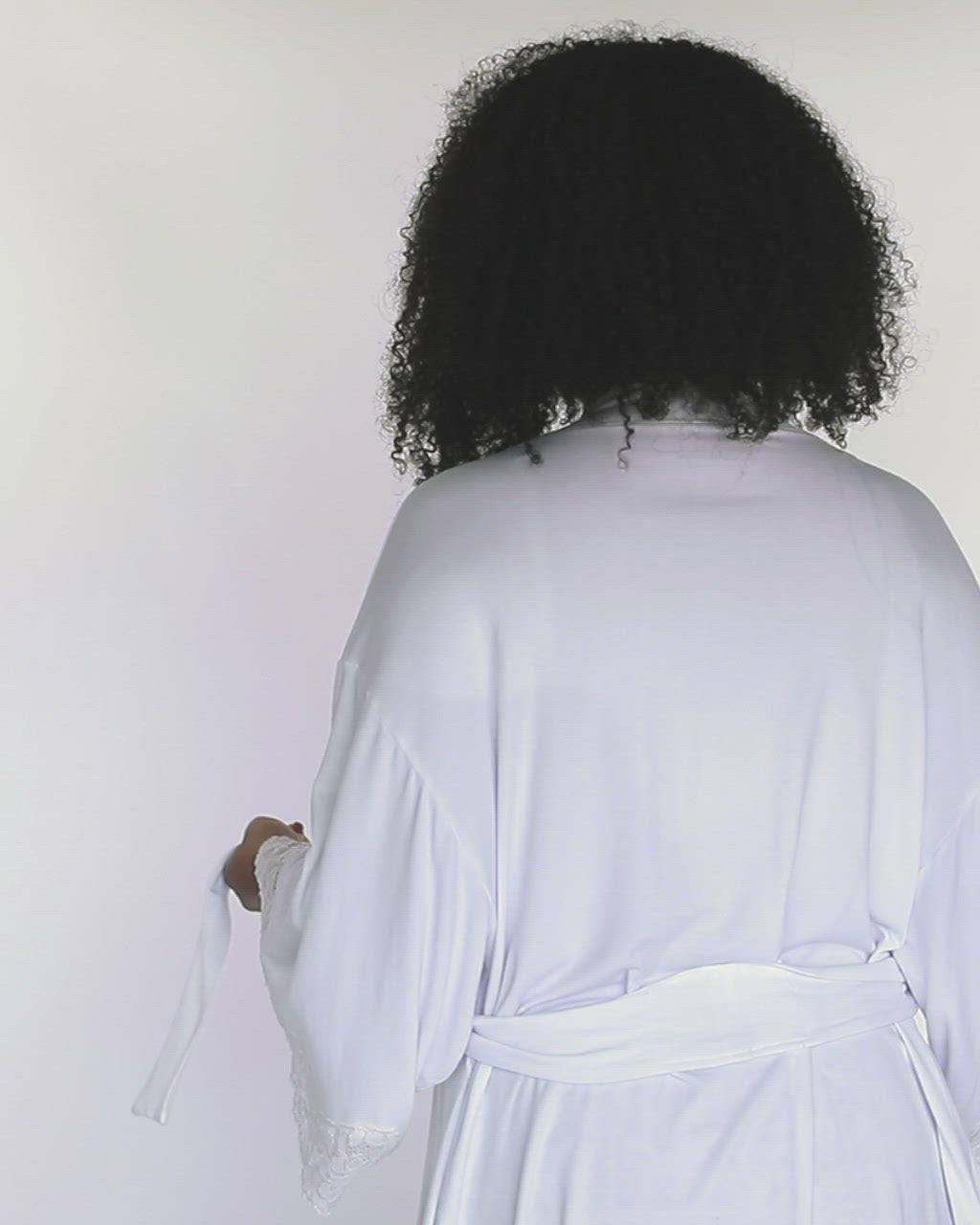 Calla Modal Kimono with Lace, White
