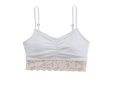 Astrid Jersey Bralette with Lace XL, Champagne / White