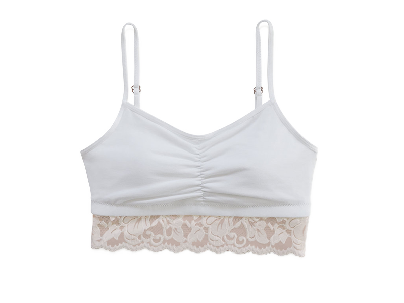 Astrid Jersey Bralette with Lace XL, Champagne / White