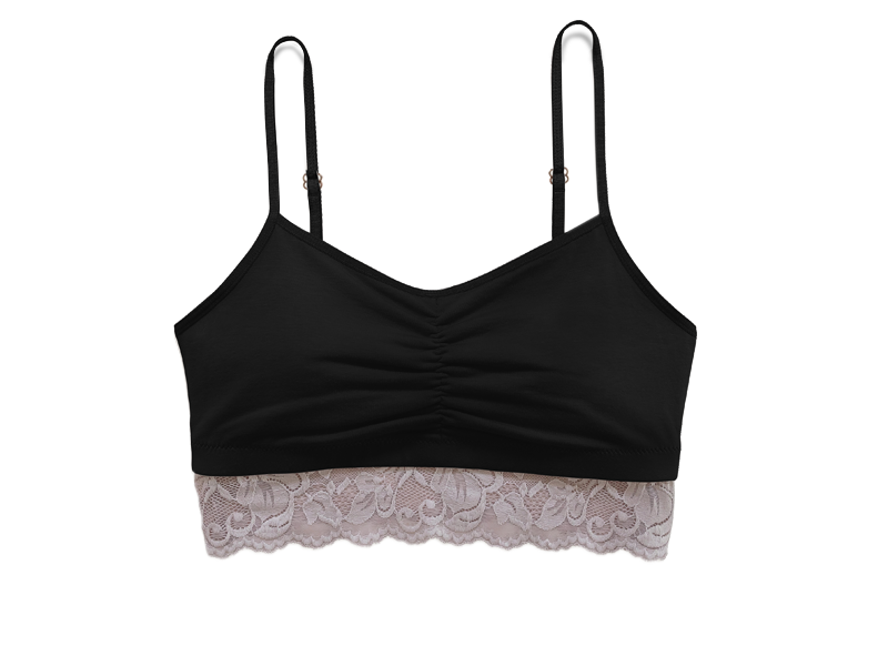 Astrid Jersey Bralette with Lace S, Mauve / Black
