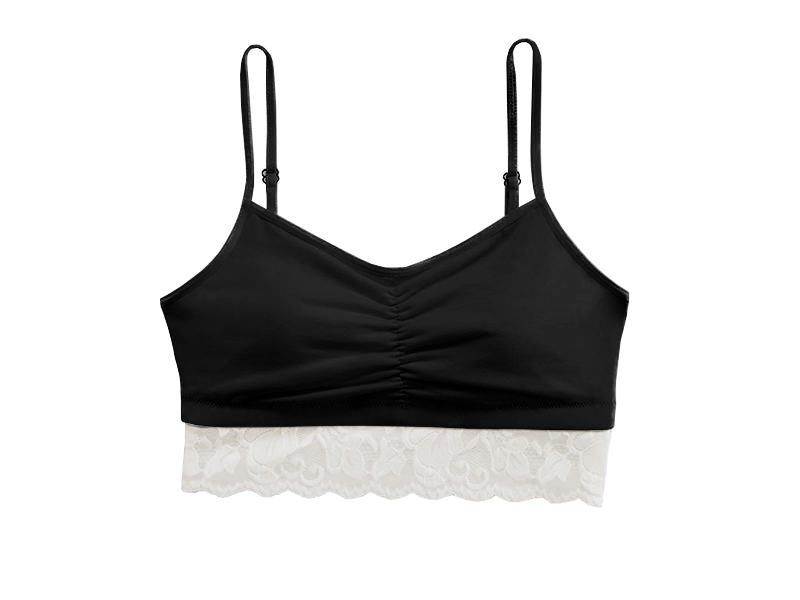 Astrid Jersey Bralette with Lace S 2XL White / Black