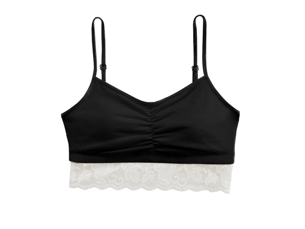 Astrid Jersey Bralette with Lace XL, White / Black