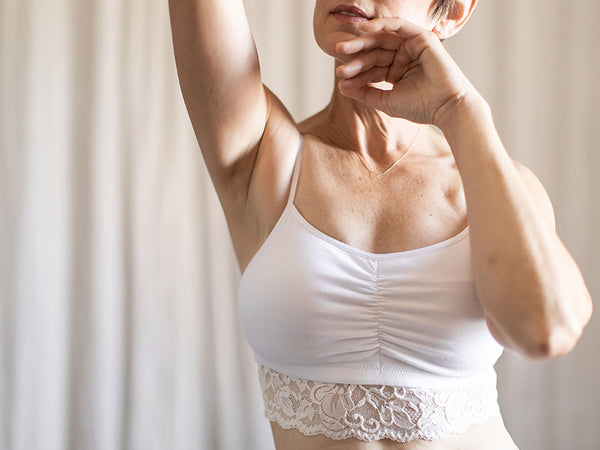All White Astrid Jersey Mastectomy Bralette with Lace