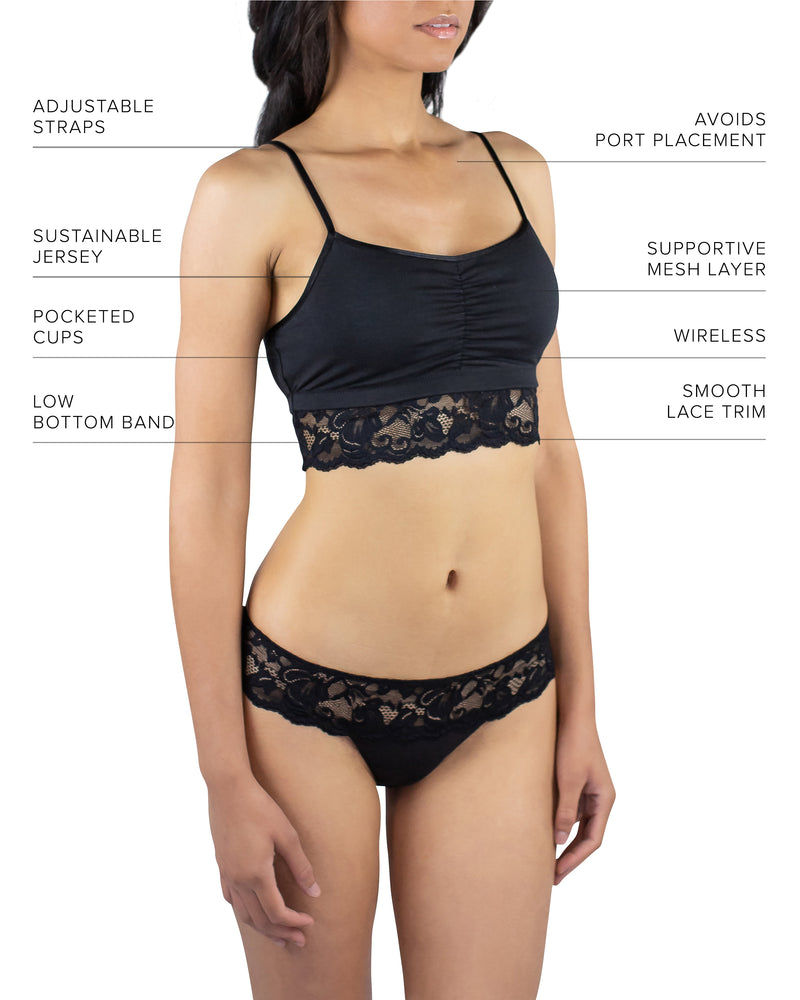 Astrid Jersey Bralette with Lace, Black