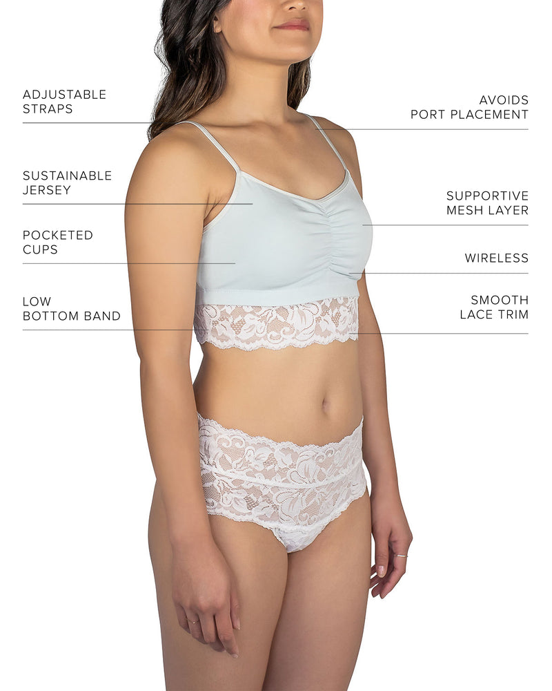 Astrid Jersey Bralette with Lace S, White / Mist