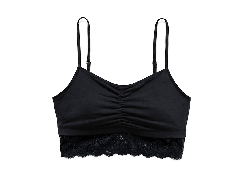 Black Astrid Jersey Mastectomy Bralette with Lace | Everviolet